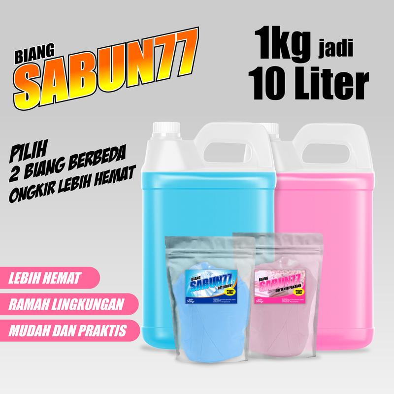 Biang/bibit sabun cuci baju detergen softener cuci piring pembersih lantai cuci motor/mobil jadi 10 LITER 0