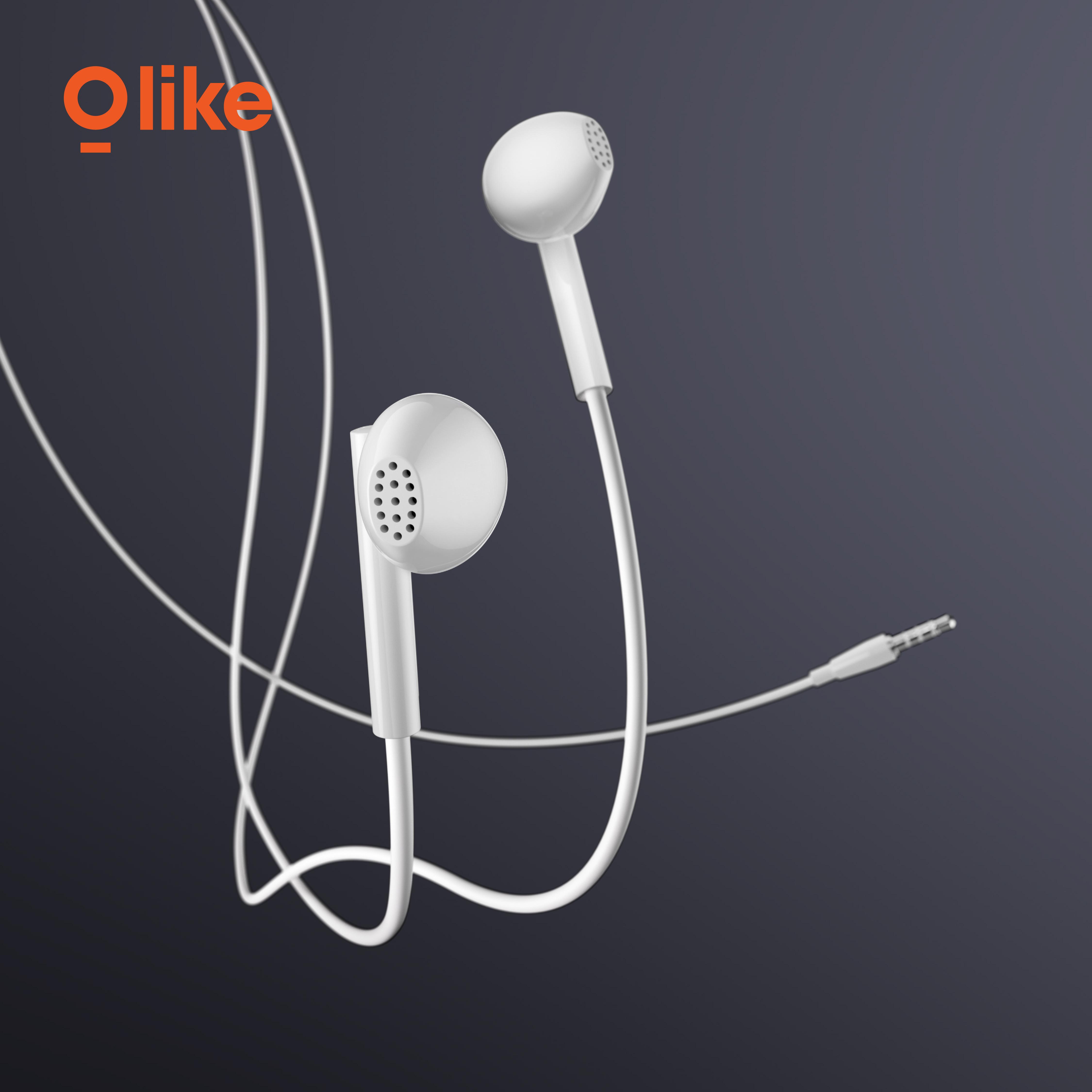 Olike HEADSET E20S HANDSFREE 3.5MM WIRED EARPHONE MIC ANDROID Comfortable Eartip 120cm Kabel 320hm Impedansi 14mm Driver Putih Hitam