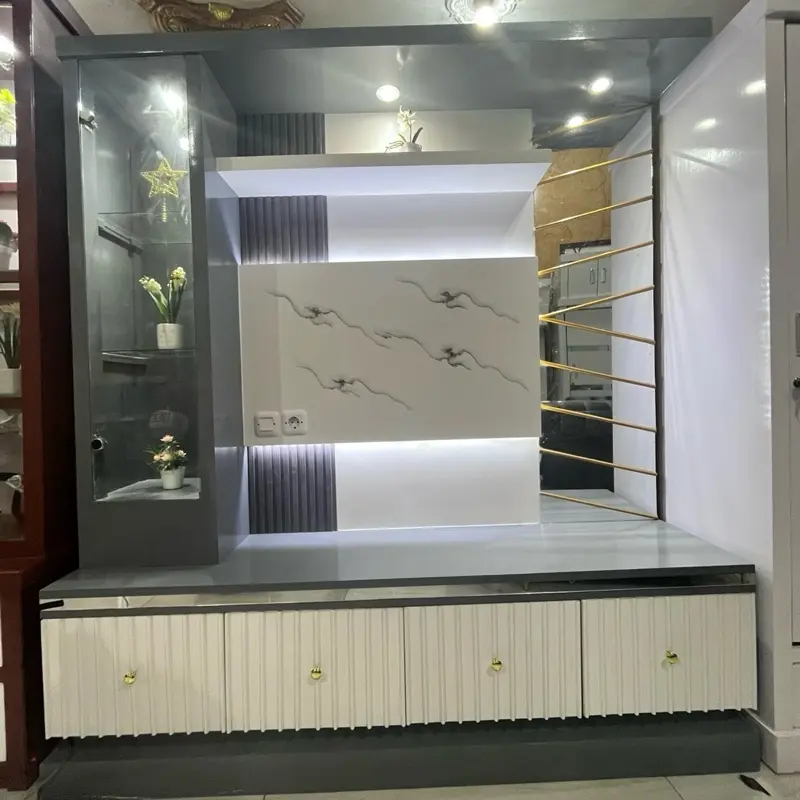 Abu putih kaca list gold