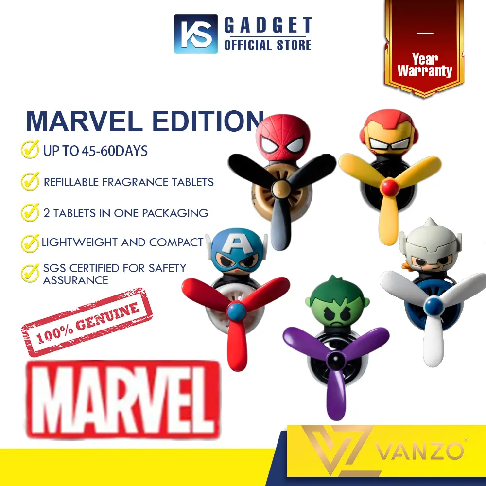 VANZO Marvel Series Car Vent Perfume ( CAPTAIN AMERIC / IRON MAN / THOR /SPIDER MAN/HULK)/ REFILL BUNDEL Accessories Automotive