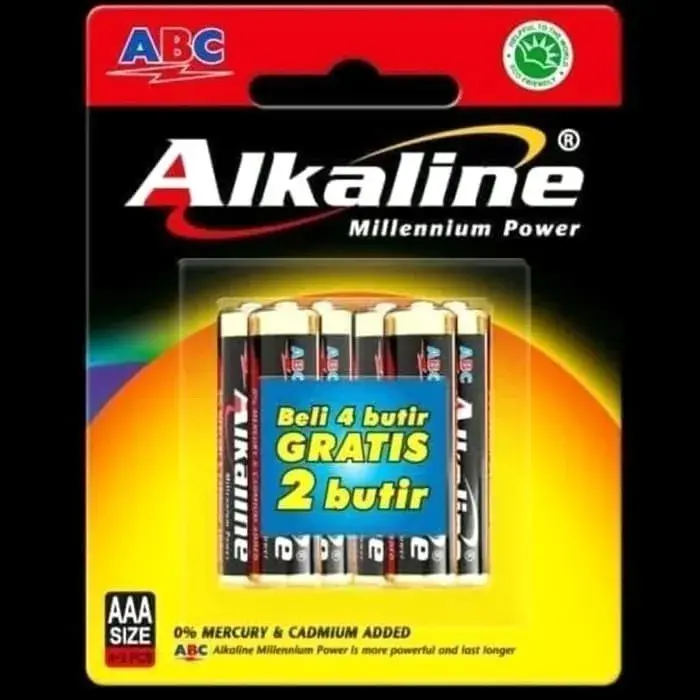 BATERAI ABC Alkaline AA/A2 & AAA/A3 | 1.5 Volt | Baterai isi 4+2 | Untuk Mainan | Jam Dinding | Remot | Baterai | Batre | Battery | Tahan Lama 5