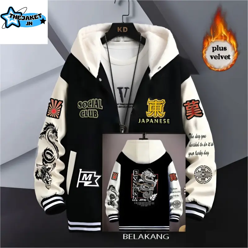 (BISA COD) Jaket Baseball Varsity OSAKA FullPrint Hoodie - Pria / Wanita Fleece Tebal Keren - Unisex, Sweater