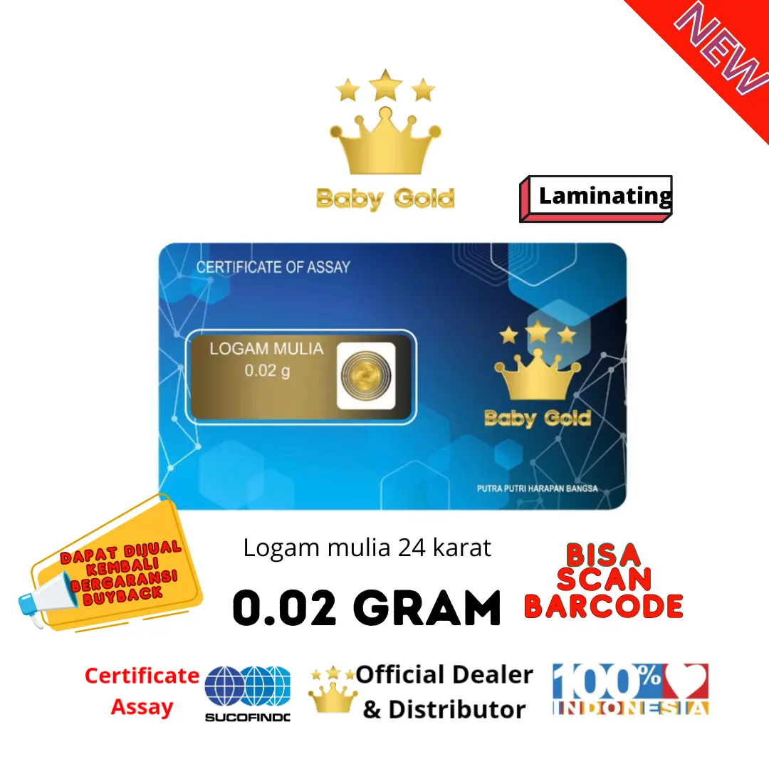 Baby Gold Laminating 0.02 Gram Logam Mulia 24 Karat
