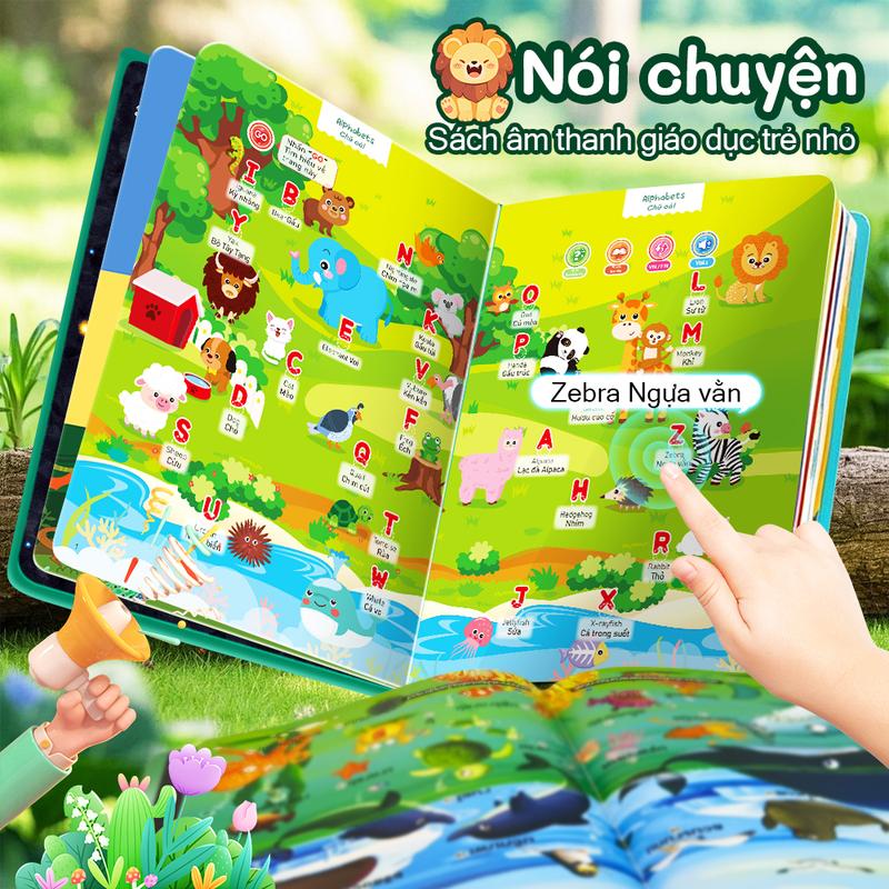 Sách điện tử giáo dục song ngữ: 14 chủ đề nhận thức chính câu hỏi tương tác nội dung phong phú thiết kế góc bo tròn và sạc USB dễ sử dụng.