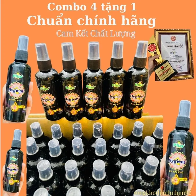 [ COMBO 5 TẶNG 1 ] Chai Xịt Xả Vải Khô HygienC Plus 100ml/Chai Lưu Giữ Hương Thơm Bền Lâu Trên Quần Áo 1