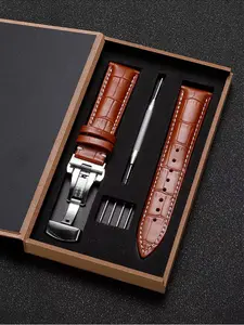 Tali jam tangan starp kulit original kuat premium mewah strap universal leather aksesoris jam tangan kulit sapi kuat lentur awet  kokoh elastis nyaman dipakai murah elegan mewah casual bisnis sport model terbaru  cokelat-20mm 22mm