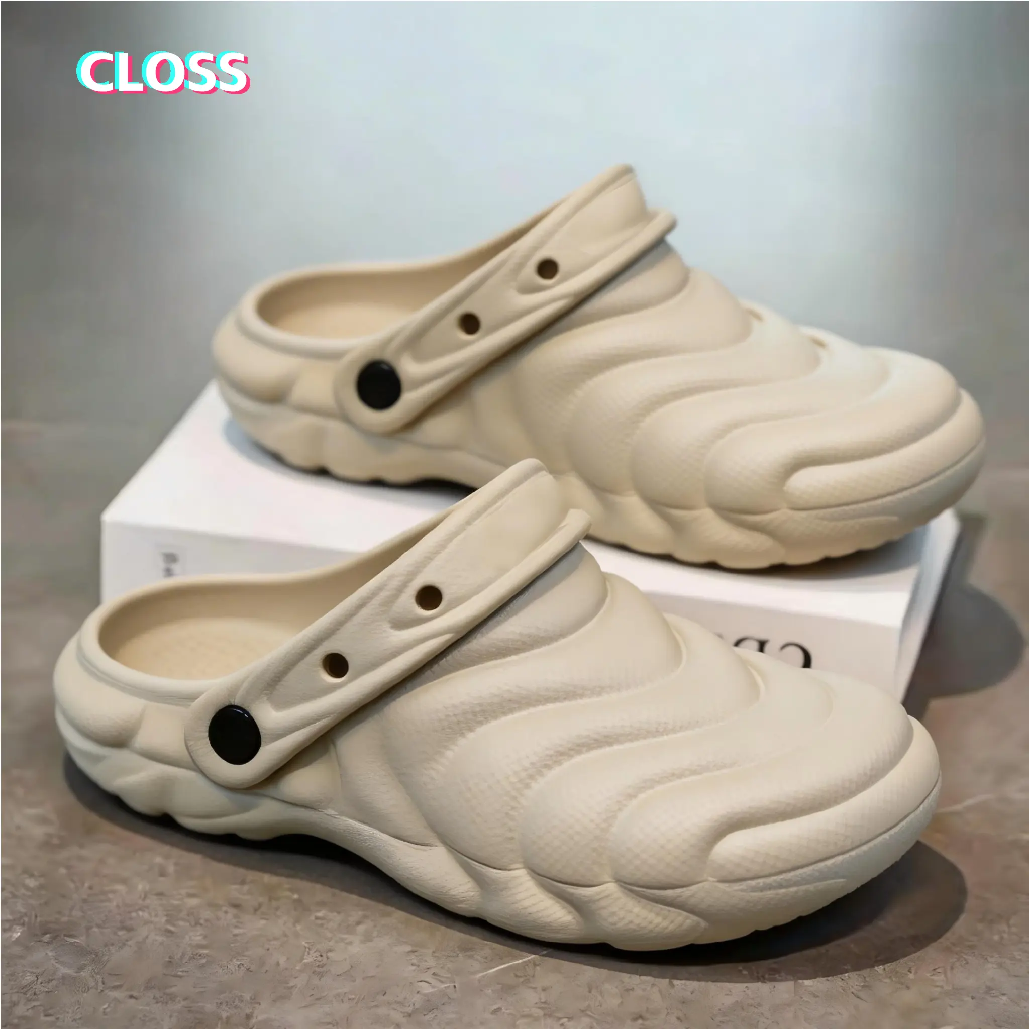 [CLOSS] Sepatu sandal jepit unisex, tinggi tersembunyi, kering dan sejuk, bahan EVA berkualitas tinggi, mewah dan modis Sendal Selop Karet Anak Dewasa slipon putih