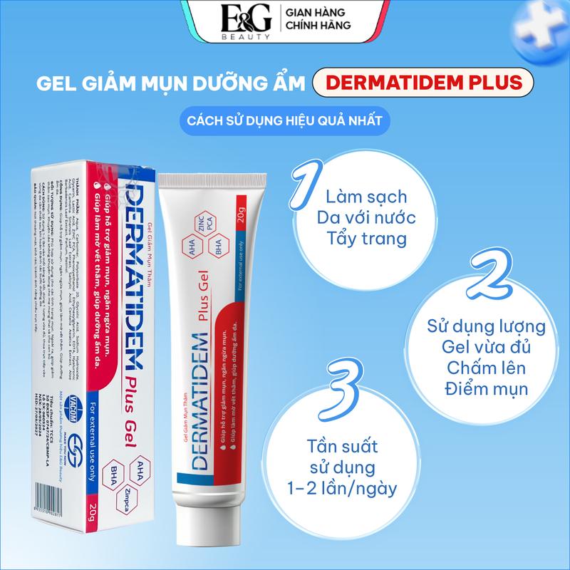   COMBO GIẢM MỤN  Sữa Rửa Mặt + Gel Chấm Mụn Dermatidem Hỗ Trợ Làm Sạch Sâu Giảm Viêm Giảm Mụn Hiệu Quả. gel  mun  beu  acnes 