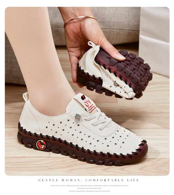 Product Introduction of Sneakers Women Shoes Leather Loafers Shoes for Women Comfortable Slip on Shoes Hand Sewing Thread Mom Shoes 29