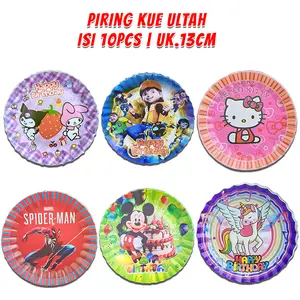 Piring Kue ulang tahun karakter/piring kue tart karakter isi 10pcs