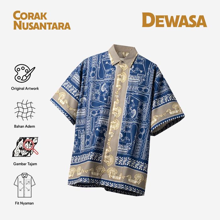 Gambar Batik Print Telusur Kultur - Corak Nusantara - Kuda Lumping Biru - XL dari Telusur Kultur Kota Administrasi Jakarta Timur Tokopedia