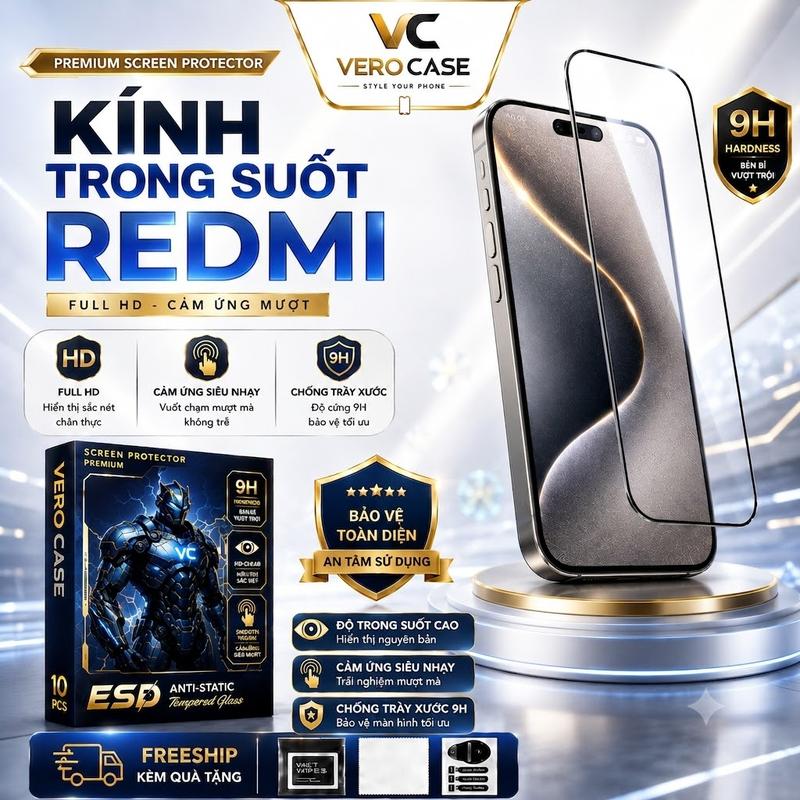 Kính cường lực dành cho redmi 13 13x 13c 13r 12 12r 12c 4g 5g king kong phủ…