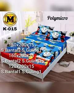 Sprei Motif Karakter Anak Thomas 180x200 Set Sarung Bantal2 Sarung Guling1 Bahan Katun Halus Premium