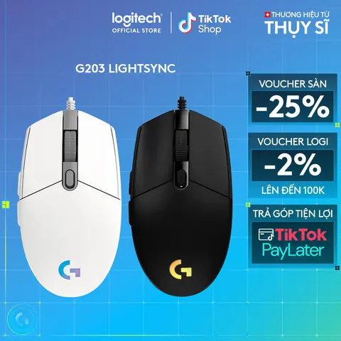 Chuột game có dây Logitech G203 Lightsync - Tùy chỉnh RGB, 6 nút lập trình