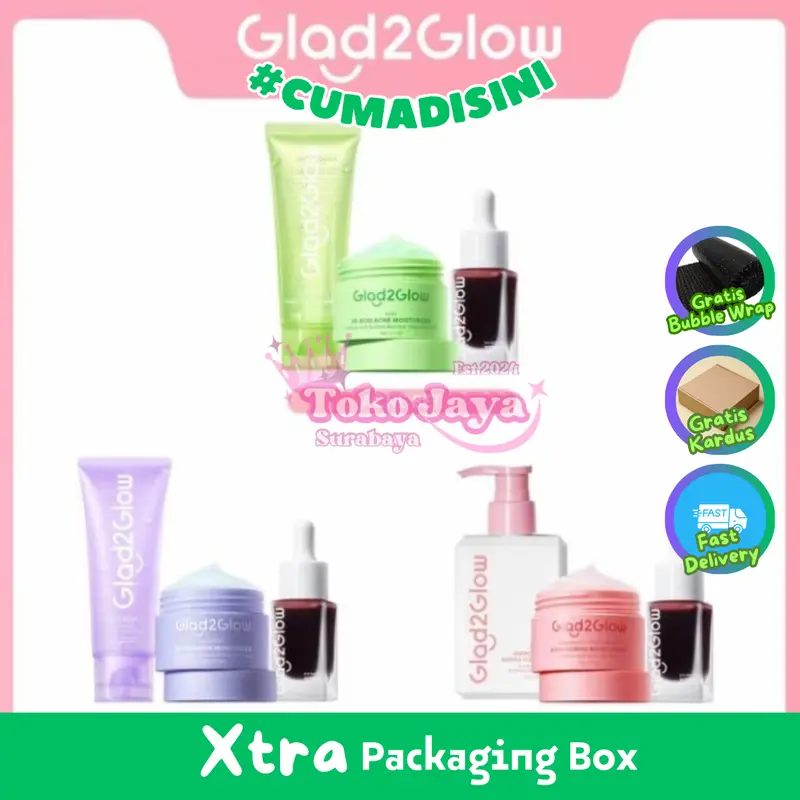 [JAYA] GLAD2GLOW 3 in 1 Peeling Solution Bundle 3pcs exfoliating wajah moisturizer  untuk peeling serum skin care kits eksfoliasi 0