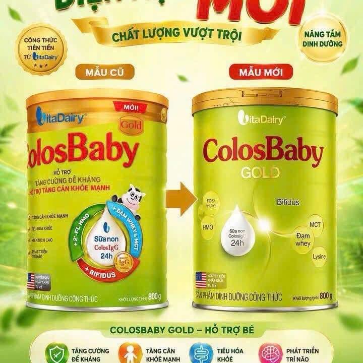 VitaDairy ColosBaby Gold mới nhất lon 800g - Sữa Bột Hỗ Trợ Bé Tăng Cường Đề Kháng & Tăng Cân Khỏe Mạnh
