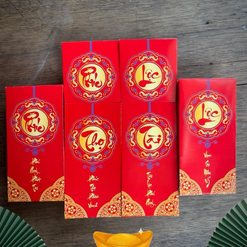 Combo 50 Bao Lì xì Chữ Phúc Lộc Thọ Cao Cấp Sang Trọng - Giấy Bóng C150 Coucher