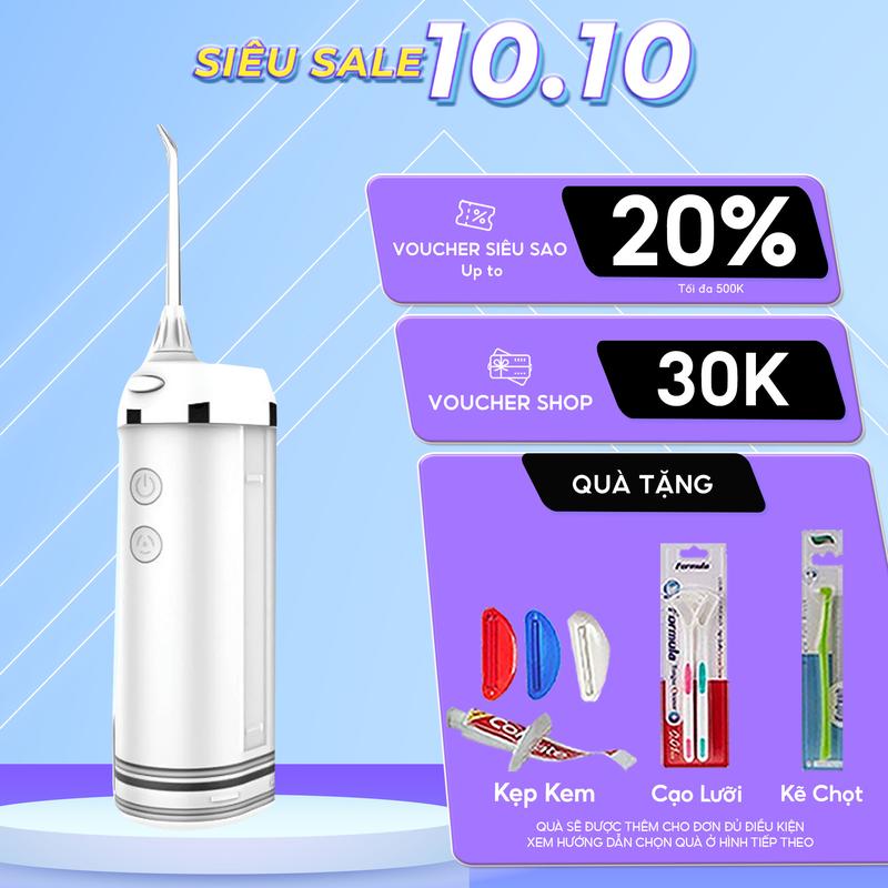 Tăm nước cầm tay H2ofloss HF10 (HF6 mini)  bản nâng cấp 2025 với sạc USB Type C thời thượng. Tăm nước mini tiện lợi dễ mang đi