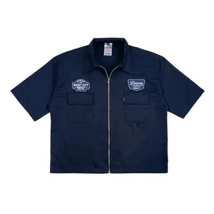 Lawna - Workshirt Boxy Zipper Rainy City Blue Navy