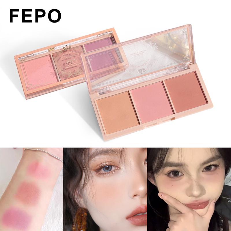 FEPO Bảng Phấn Má Hồng 3 Màu Chống Thấm Nước Làm Sáng Da Tự Nhiên