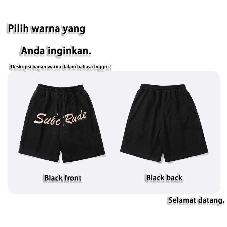 Celana pendek kasual gaya pasang surut Amerika celana pendek kasual pria musim panas longgar celana panjang lurus datar serut di luar memakai celana panjang lima menit olahraga bola basket 1