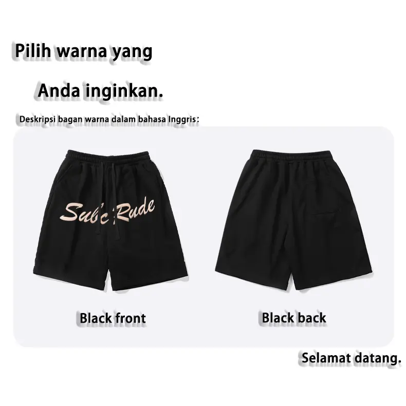 Celana pendek kasual gaya pasang surut Amerika celana pendek kasual pria musim panas longgar celana panjang lurus datar serut di luar memakai celana panjang lima menit olahraga bola basket 1