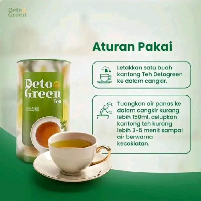 KEMASAN BARU VIRAL!! Deto Green Teh Hijau Celup Herbal Alami Kesehatan Sistem Perncernaan Untuk Membersihkan Usus Kotor Asli Original Air Tea Honey Peach 3