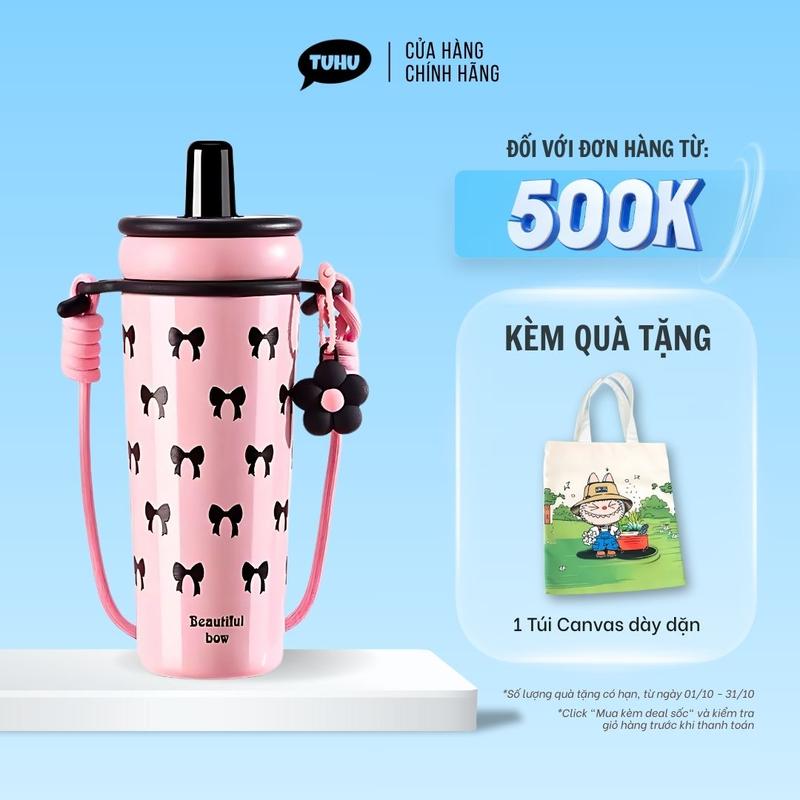 Ly giữ nhiệt DAISY 720ml có ống hút, bình giữ nhiệt inox 316 cao cấp có lót gốm - TUHUHOUSE