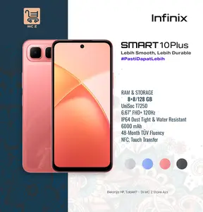 OFFICIAL INFINIX SMART 10 Plus - Garansi Resmi - 8+8/128 GB - 6000 mAh - NFC Touch Transfer -  UNISOC T7250 120Hz - IP64 Dust & Water Resistant