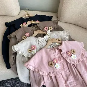 Cleoura Atasan Kekinian Bahan Linen Angel Full Kancing Busui Friendly dengan Hiasan Bunga Cantik