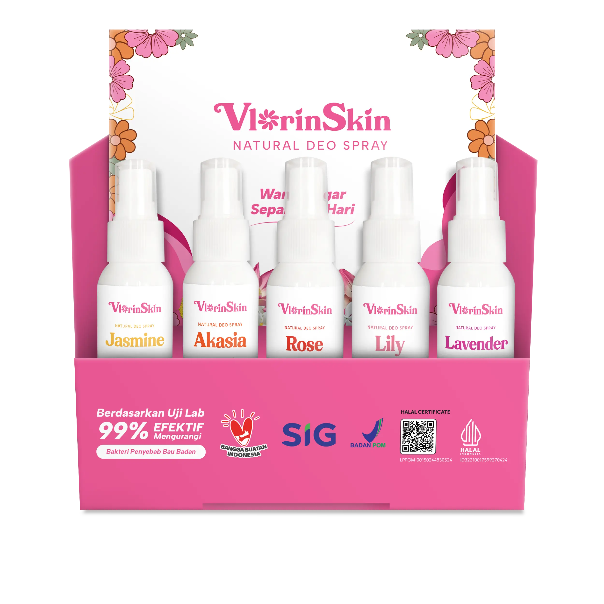 Vlorinskin Deodorant Spray Penghilang Bau Ketiak/Badan, Deo Spray Alami, Deodorant Spray Tawas 100mL
