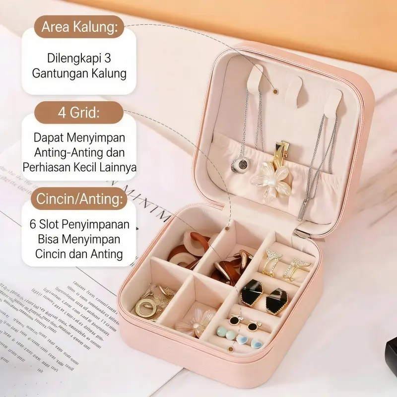 【Sam's Market】 Kotak Penyimpanan Perhiasan Portable dengan Desain Minimalis untuk Anting Cincin Box Kalung Gelang Fungsi Optimal dan Praktis 【Sam's Market】 Kotak Penyimpanan Perhiasan Portable dengan Desain Minimalis untuk Anting Cincin Box Kalung Gelang Fungsi Optimal dan Praktis