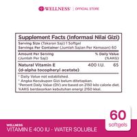 Gambar Wellness Natural Vitamin E-400 I.U (Water Soluble) - 60 Softgels Single - VITAMIN E-400 I.U (WATER SOLUBLE) dari Wellness Indonesia_NEW Kota Administrasi Jakarta Barat 3 Tokopedia
