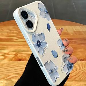 Funda para Teléfono de TPU Anticaídas de Cobertura Completa para iPhone 6/7/8/x/XS/XR/XS Max/11/12/13/14/15/16/17 Pro Max, Diseño de Flores Azules, Regalo para Mujeres y Niñas