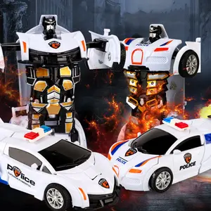 One-key Deformation Car Toys Automatic Transform Robot Plastic Model Collision Transforming Funny Diecasts Toy Kids Gifts