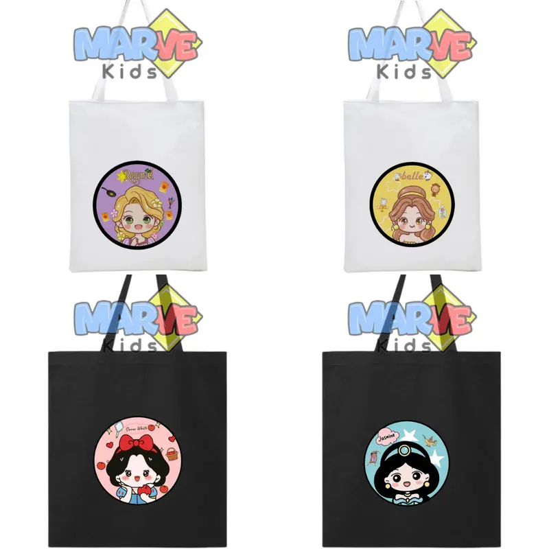 Totebag Tote Bag Princess Lucu Goodie Bag Souvenir Ulang Tahun Ultah Anak Tas Kanvas Sekolah Goodiebag 0