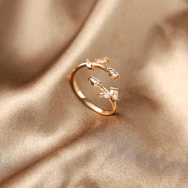 D.G.C Cincin Titanium Wanita Anti Karat Mewah Berlian Emas Fashion Korea Aksesoris Cincin Terbuka Murah D673 6