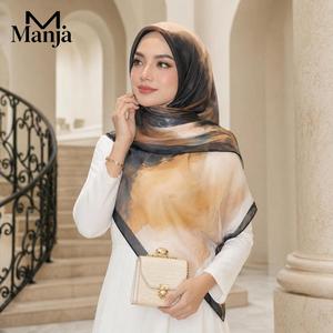 【Stock MY】Watercolor Printed Chiffon Shawl – Elegant Flowing Tudung Muslim Hijab for Women