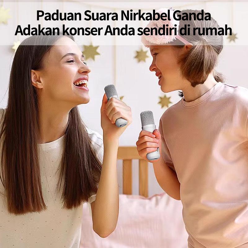 「DayaHidup」Speaker Bluetooth Karaoke 2 MIC Wireless Microphone Bluetooth Speaker Portable Stereo Outdoor Family Party KTV Equipment Bass sound rumahan