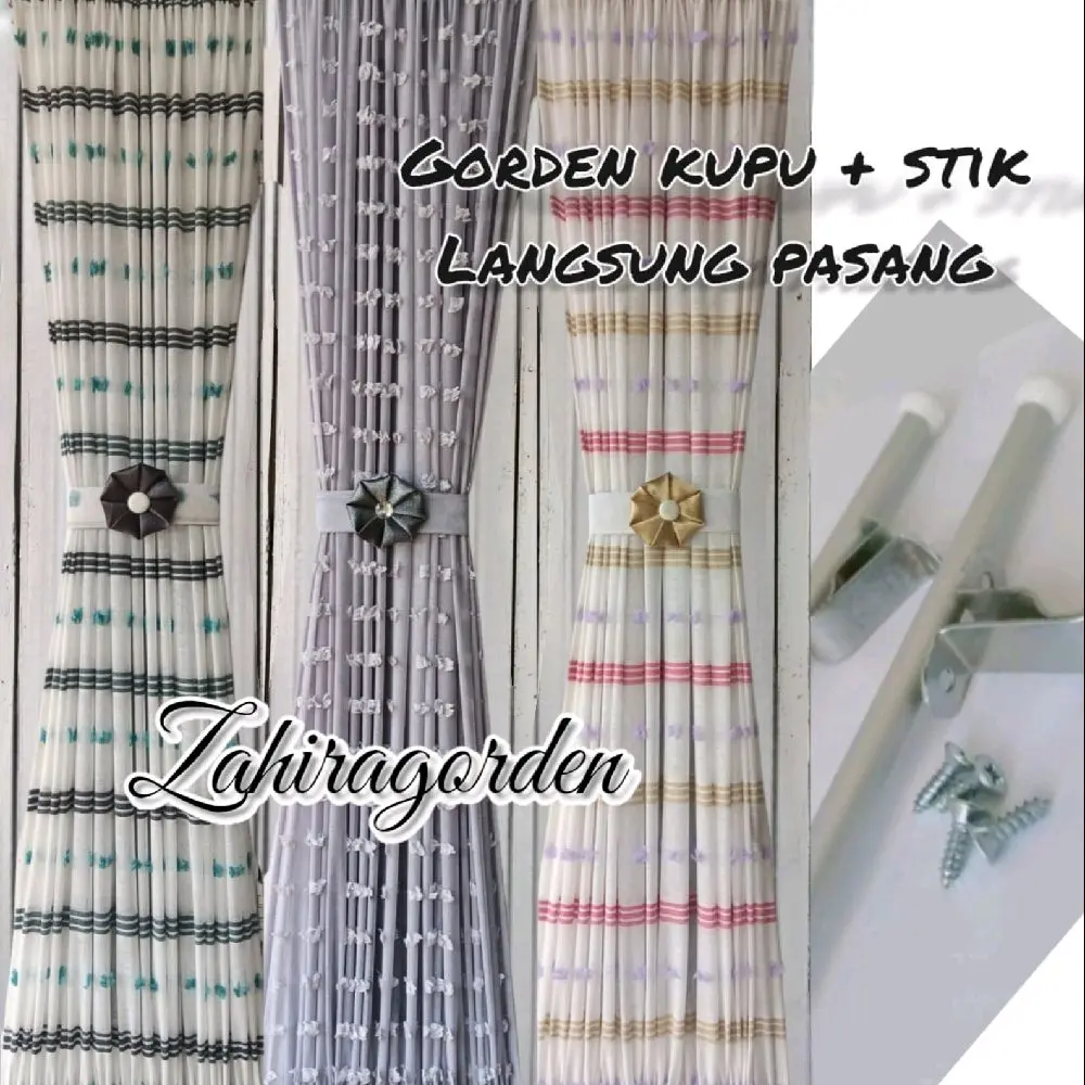 Gorden Kupu Ikat Pita Jendela Minimalis paket kumplit gorden + Stik - Curtain