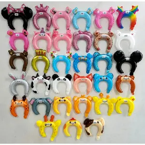 paket 10 pcs Balon bando karakter binatang / animal head band balon bando ulang tahun anak