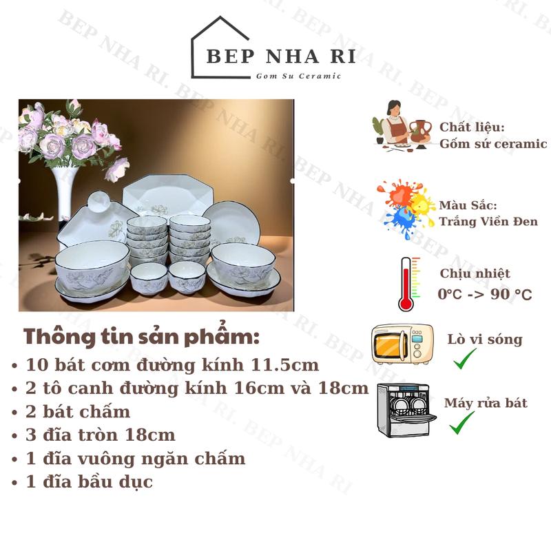 [ Bếp Nhà Ri ] Bộ bát đĩa gốm sứ Ceramic vân Kim Cương  - decor trang trí bàn ăn sang trọng hiện đại 1