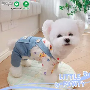 Littlepawty - Denim Jumpsuit | Baju Anjing Kucing Kemeja Jeans Premium Anabul Korean Style Import Dog Cat