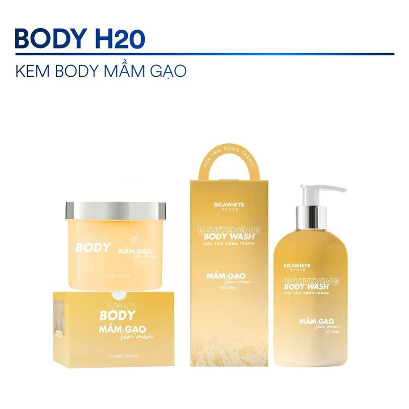 Bộ Kem Sica White, Body H20 500gr [Kèm Sữa Tắm] - Hỗ trợ sáng hồng da, hỗ trợ cấp ẩm, Dưỡng Body Skincare Nữ
