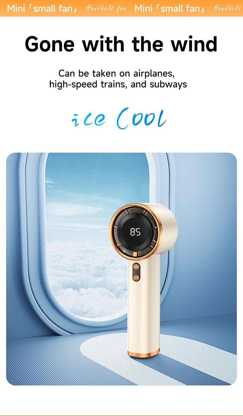 Mini Star Fan for Rapid Cooling, 100 Speeds, Hurricane Powerful Fan, Mini Portable USB Rechargeable Turbine Fan, Handheld with High Airflow