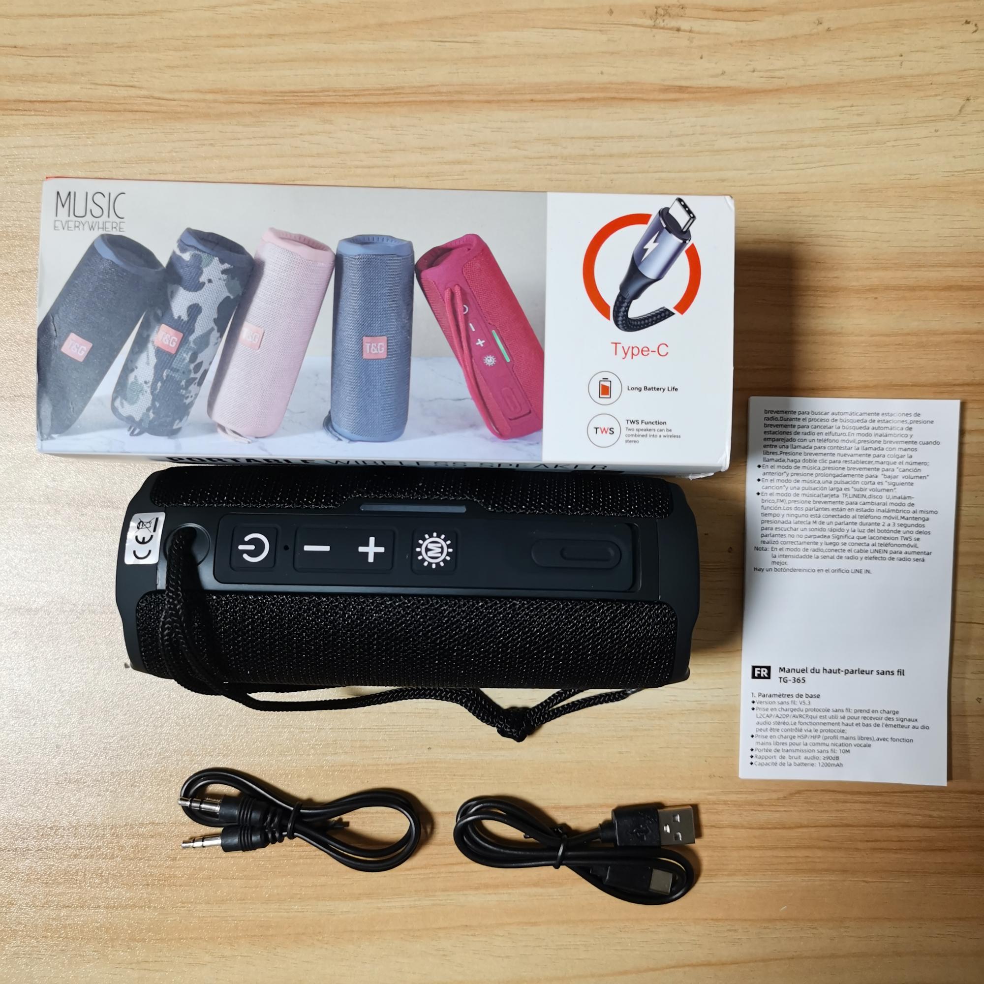 T&G ワイヤレススピーカー LEDライト付き T&Gポータブルワイヤレススピーカー、充電式防水スピーカー（LEDライト