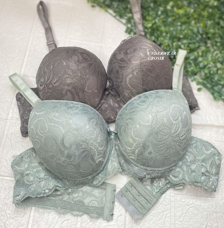 Promo 3 PCS ! BH Bra Kawat Push Up Busa Tebal Renda Cantik Cup B Kait 3 | Size 38 40 42 44 46 48 2