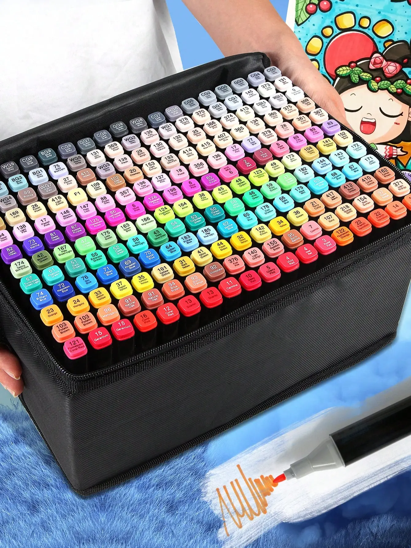 12-168 Colors Alcohol Markers Set Dual Tip Permanent Art Markers for Coloring,Illustrations,and Sketching,Sketch Markers Kids adult Art Supplies