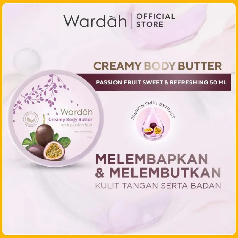 WARDAH - CREAMY BODY BUTTER 50ML | olive rose LAVENDER & GINGER STRAWBERRY PASSION FRUIT Bunga Mawar Tubuh 3