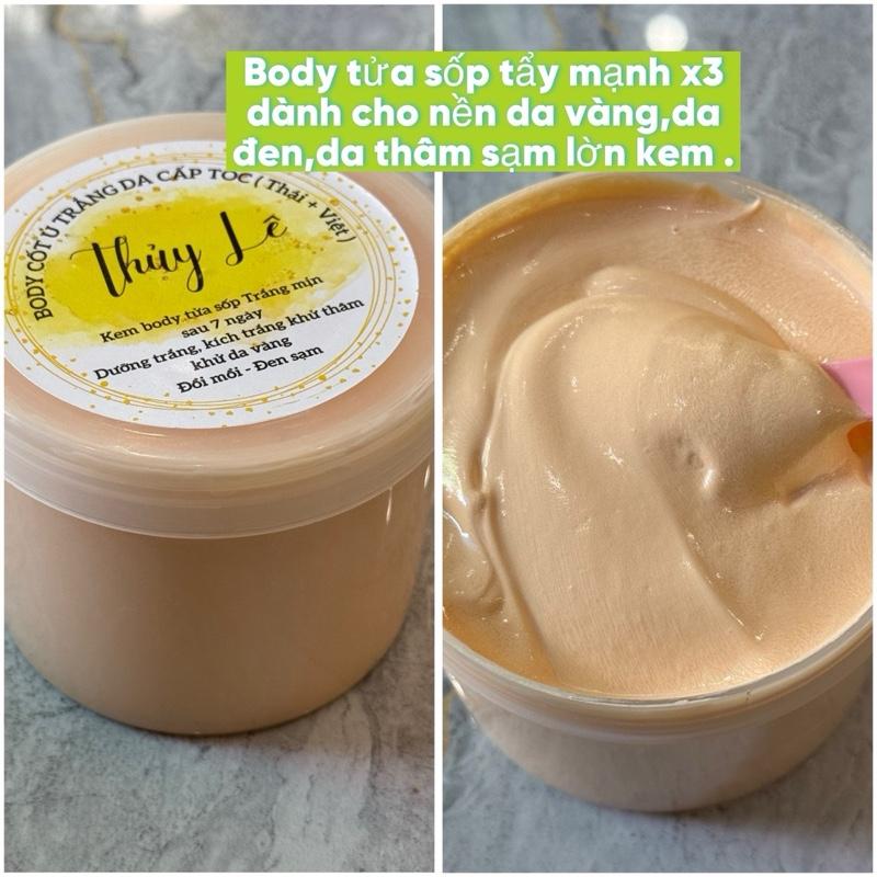 BODY TỦA SỐP TẨY MẠNH X3 500g ( kem tẩy dành cho nền da ngâm đen chai lì lờn kem (tặng kem dưỡng xanh +bao tay hoặc sét tắm trắng)
